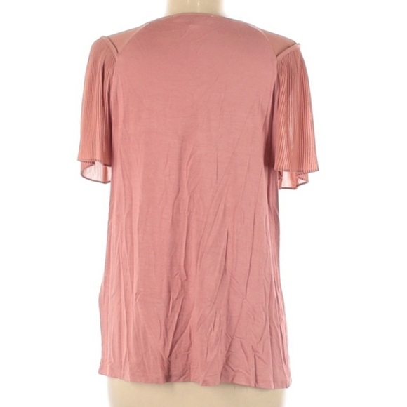 Blush Rose + Olive Pleated Short Sleeve not so basic Tee women’s medium shirt - Picture 2 of 5